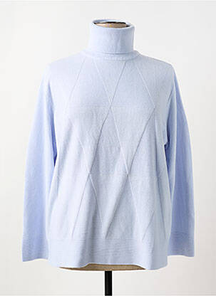 Pulover cu guler înalt croială cambrată mâneci lungi albastru CASHMERE FEELING femeie