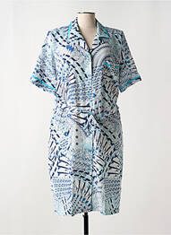 Rochie midi imprimeu fantezie mâneci scurte albastru GUY DUBOUIS femme