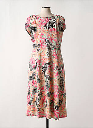 Rochie midi mâneci scurte mâneci scurte bej SIGNATURE femeie