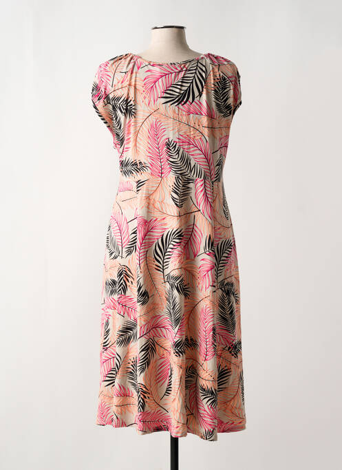 Rochie midi mâneci scurte mâneci scurte bej SIGNATURE femme