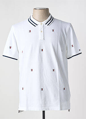 Polo croială dreaptă mâneci scurte alb TOMMY HILFIGER bărbat