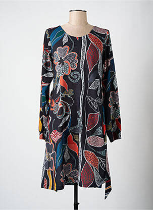 Rochie midi imprimeu fantezie mâneci lungi negru LO! LES FILLES femeie