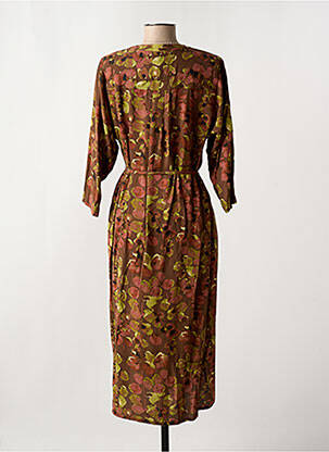 Rochie midi mâneci 3/4 mâneci 3/4 maro CISO femeie