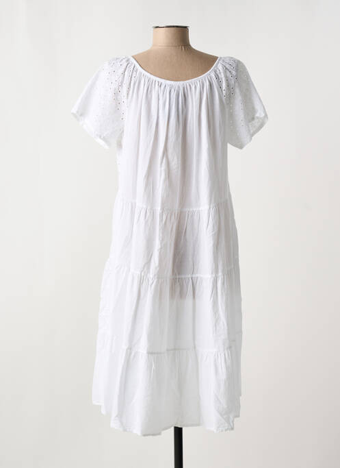 Rochie midi alb COULEURS DU TEMPS femeie