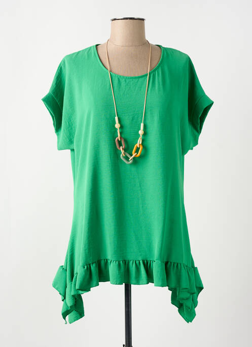 Tunică mâneci scurte verde închis MADE IN ITALY femeie