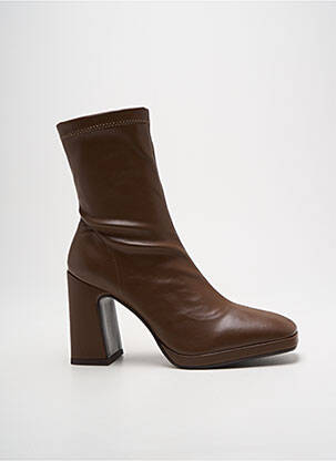 Botine/ghete toc pătrat toc de 7 la 9 cm maro LODI femeie