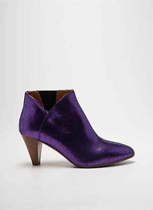 Botine/ghete țesătură satinată toc de 7 la 9 cm violet LES:VENUES femeie