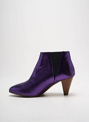 Botine/ghete țesătură satinată toc de 7 la 9 cm violet LES:VENUES femeie