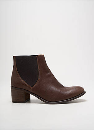 Botine/ghete material neted toc de 4 la 6 cm maro ALIWELL femeie
