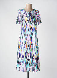 Rochie midi imprimeu fantezie mâneci scurte violet MASSANA femme