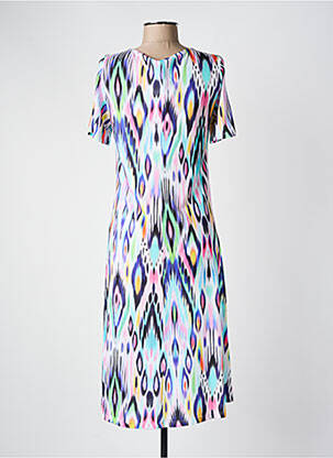 Rochie midi imprimeu fantezie mâneci scurte violet MASSANA femeie
