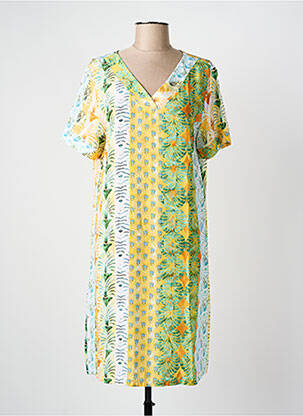 Rochie midi imprimeu fantezie mâneci scurte galben MASSANA femeie