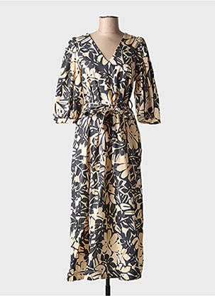 Rochie lungă mâneci scurte mâneci scurte bej GRACE & MILA femeie