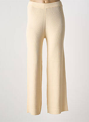 Pantalon evazat talie elastică talie înaltă bej NICE THINGS femeie