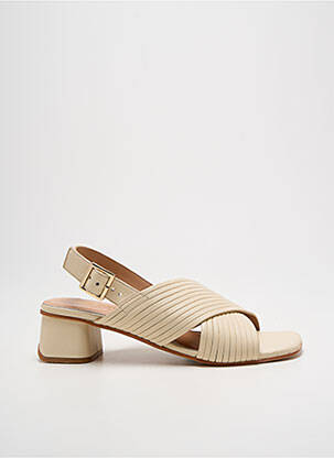 Sandale/pantofi decupați material neted toc de 4 la 6 cm bej NICE THINGS femeie