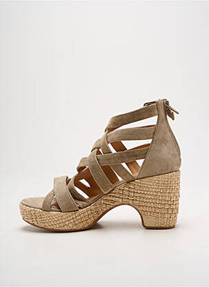 Sandale/pantofi decupați semi compensat toc de 7 la 9 cm maro ADIGE femme