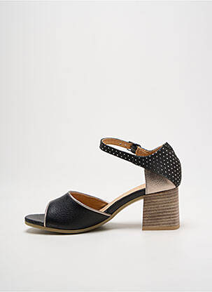 Sandale/pantofi decupați țesătură satinată toc de 4 la 6 cm negru MINKA DESIGN femeie