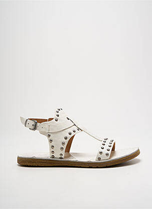 Sandale/pantofi decupați țesătură satinată toc plat până la 3 cm alb REGARD femme