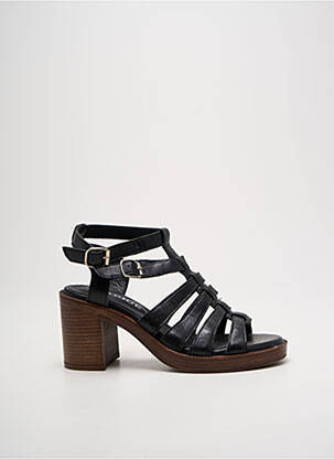 Sandale/pantofi decupați material neted toc de 7 la 9 cm negru ADIGE femeie