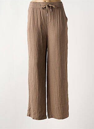 Pantalon drept talie elastică bej STREET ONE femeie