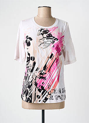 Tricou serigrafie cu strasuri mâneci scurte roz THOMAS RABE femeie