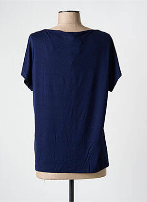 Tricou serigrafie cu strasuri mâneci scurte albastru MARBLE femeie