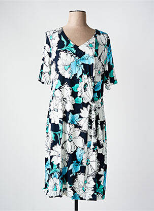Rochie midi imprimeu floral mâneci scurte albastru FRANK WALDER femeie