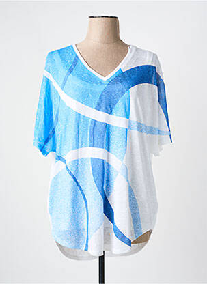 Tricou imprimeu fantezie mâneci scurte albastru MARBLE femeie