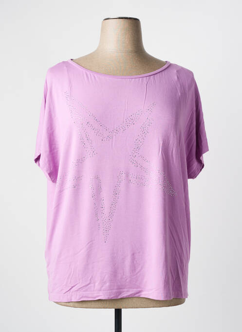 Tricou croială dreaptă mâneci scurte violet MARBLE femme