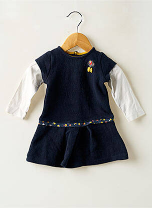 Rochie midi închidere presată mâneci lungi albastru TERRE DE MARINS fată