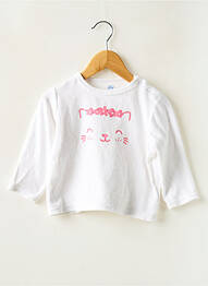 Tricou croială cambrată mâneci lungi alb MOTS D'ENFANTS fille
