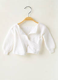 Cardigan petrecut mâneci lungi alb SANS MARQUE fille