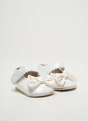 Papuci/pantofi de casă material neted vârf rotund alb BABY fată