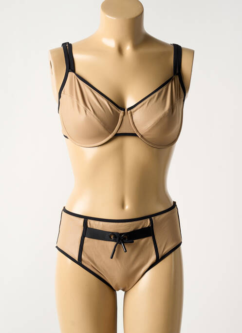 Costum de baie din două piese elasticitate sutien cupe întregi cu decolteu înalt maro MARYAN MEHLHORN femme