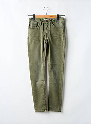 Pantalon slim țesătură poplin mărime reglabilă verde GARCIA băiat