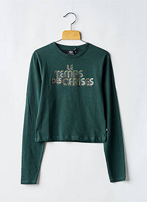 Tricou croială dreaptă mâneci lungi verde LE TEMPS DES CERISES fată