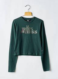 Tricou croială dreaptă mâneci lungi verde LE TEMPS DES CERISES fille