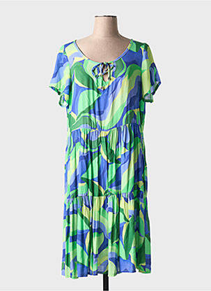 Rochie midi croială fluidă mâneci scurte albastru AN II VITO femeie