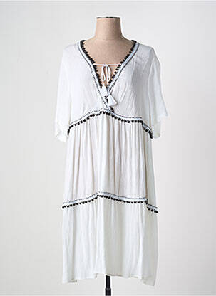 Rochie midi mâneci scurte mâneci scurte alb YEST femeie