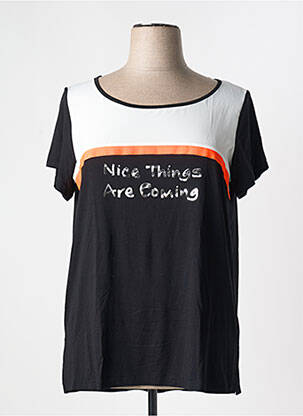 Tricou croială dreaptă mâneci scurte negru AN II VITO femeie