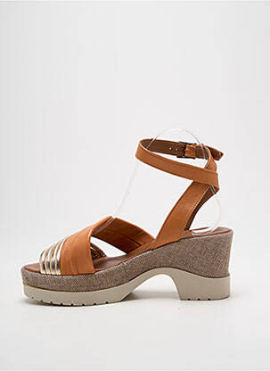 Sandale/pantofi decupați semi compensat toc de 4 la 6 cm maro LUNE & L'AUTRE femme