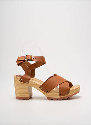 Sandale/pantofi decupați material neted toc de 7 la 9 cm maro KICKERS femeie