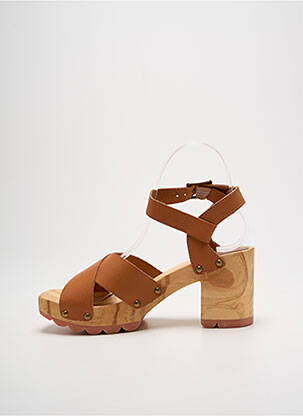 Sandale/pantofi decupați material neted toc de 7 la 9 cm maro KICKERS femeie