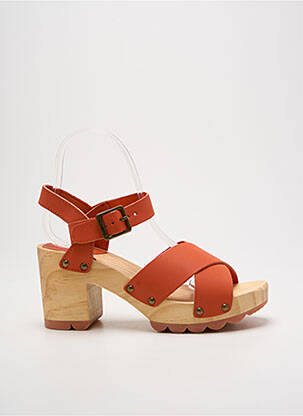 Sandale/pantofi decupați material neted toc de 7 la 9 cm portocalie KICKERS femeie