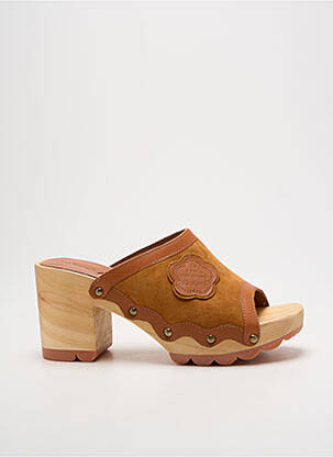 Mulete/saboți nubuc toc de 7 la 9 cm maro KICKERS femeie