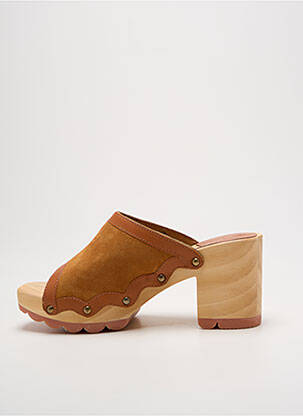Mulete/saboți nubuc toc de 7 la 9 cm maro KICKERS femeie