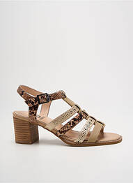 Sandale/pantofi decupați țesătură satinată toc de 4 la 6 cm maro FUGITIVE BY FRANCESCO ROSSI femme