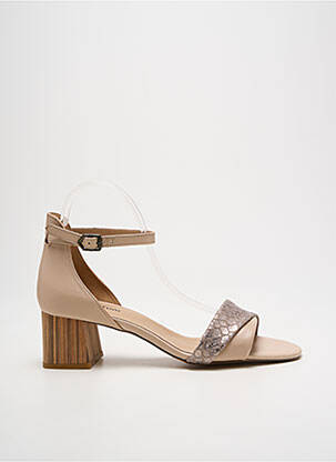 Sandale/pantofi decupați material neted toc de 4 la 6 cm bej QOO TUM femeie