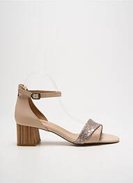 Sandale/pantofi decupați material neted toc de 4 la 6 cm bej QOO TUM femme