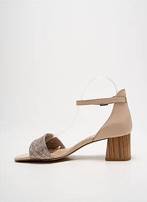 Sandale/pantofi decupați material neted toc de 4 la 6 cm bej QOO TUM femeie